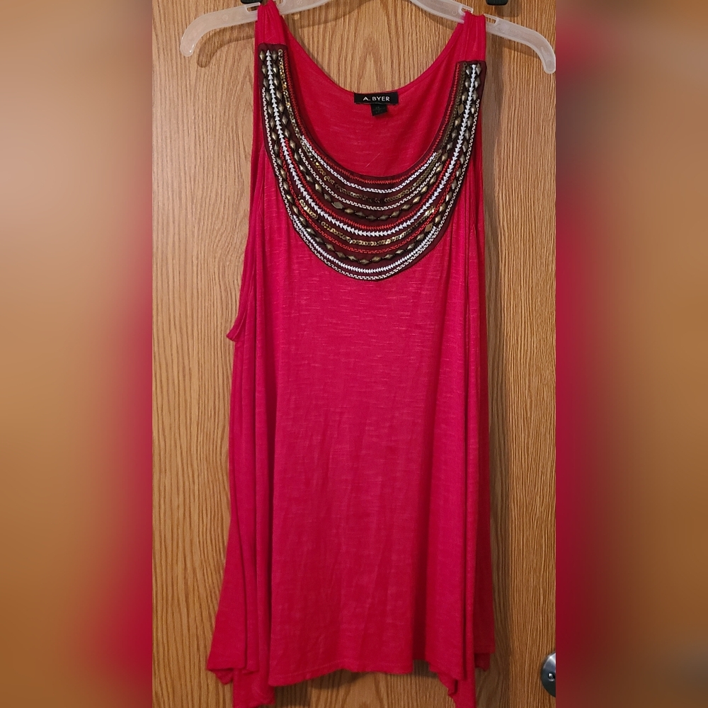 A. Byer Red Sleeveless Top 2x